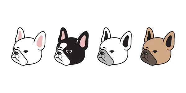 Dog Vector French Bulldog Icon Puppy Pet Head Face Character — Vetor de Stock