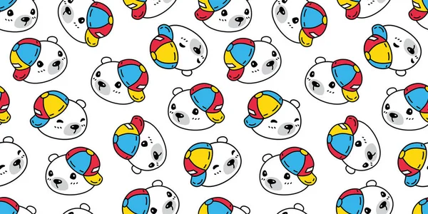 Bear Polar Seamless Pattern Cap Vector Toy Tile Background Gift — 스톡 벡터
