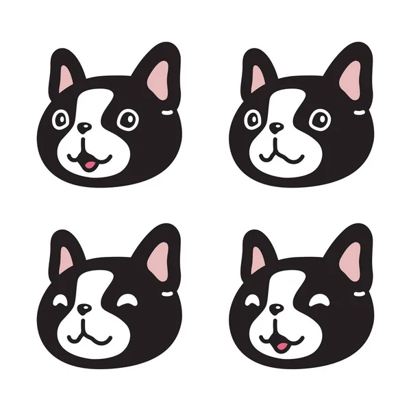 犬ベクトルフランスのブルドッグアイコン子犬の顔ペット頭漫画のキャラクターシンボルタトゥースタンプスカーフイラストデザイン孤立 — ストックベクタ
