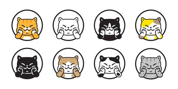 猫矢量卡里科小猫图标标识宠物微笑圈圈符号卡通人物形象涂鸦邮票设计动物图解孤立 — 图库矢量图片