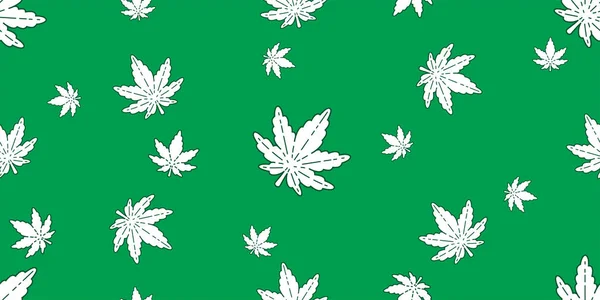 Weed Seamless Pattern Marijuana Leaf Cannabis Leaves Vector Scarf Isolated — Stock Vector