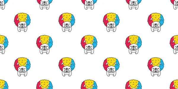 stock vector dog seamless pattern french bulldog afro hair rgb pet puppy face head vector cartoon gift wrapping paper tile background repeat wallpaper doodle scarf isolated illustration design