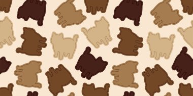 Kedisiz desenli kurabiyeler kedi yavrusu Calico Neco çerez kraker karikatür vektör evcil hayvan karikatür hediye kâğıt kaplama arka plan tekrar duvar kağıdı eşarbı izole illüstrasyon tasarımı