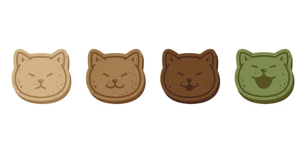 Γάτα Διάνυσμα Γατάκι Cookies Εικονίδιο Πρόσωπο Κεφάλι Neko Calico Κράκερ — Διανυσματικό Αρχείο