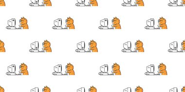 kedi desensiz kedi yavrusu Calico neko bilgisayar evcil hayvan karalama vektör çizgi film hediyesi kağıt kaplama arka plan tekrar duvar kağıdı eşarbı izole illüstrasyon tasarımı
