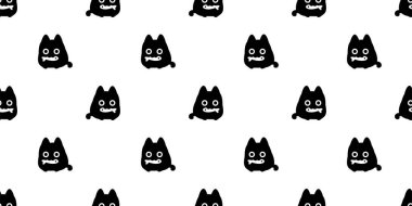 kedi desensiz siyah kedi yavrusu Calico neko balık karalama vektör hayvan çizgi film hediyesi kağıt kaplama arka plan tekrar duvar kağıdı eşarbı izole illüstrasyon tasarımı