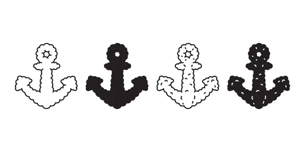 Ancre Icône Vecteur Doodle Logo Bateau Barre Symbole Pirate Nautique — Image vectorielle