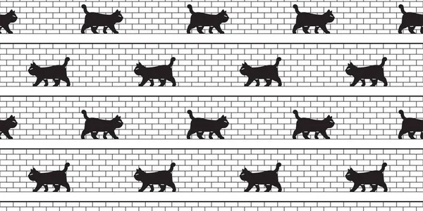 Gatto Senza Soluzione Continuità Modello Camminare Sul Muro Gattino Nero — Vettoriale Stock