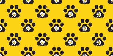 Köpek patisi desensiz çiçek papatya ayak izi Fransız buldog vektör köpek yavrusu oyuncak karikatür karikatür tekrar duvar kâğıdı karo çizimi izole