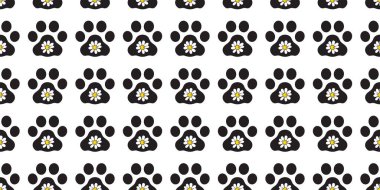 Köpek patisi kusursuz ayak izi papatya Fransız buldog vektörü yavru köpek kemik karikatürü karikatür tekrar duvar kağıdı karo çizimi izole edildi