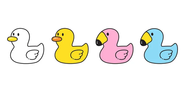 Ördek Vektörü Flamingo Ikonu Çizgi Film Plastik Ördek Logosu Duş — Stok Vektör