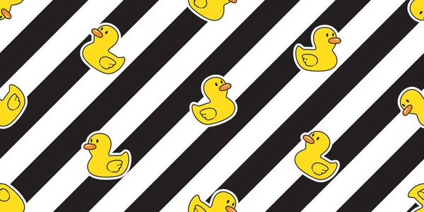 Duck Seamless Pattern Rubber Duck Striped Wrapping Paper Shower Bathroom — Stock Vector