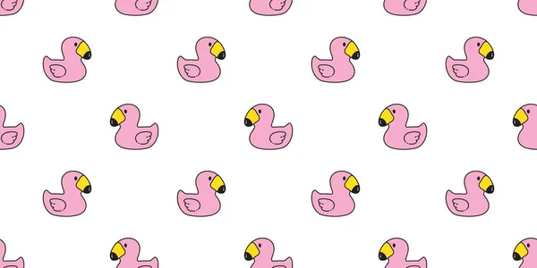 Flamingo Seamless Pattern Rubber Duck Cartoon Shower Bathroom Toy Bird — Stock Vector