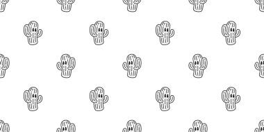 Kaktüs desensiz çizgi film vektörü Desert botanica çiçek bahçesi fayans arka planı Duvar kağıdı çizim eşarbı izole edildi