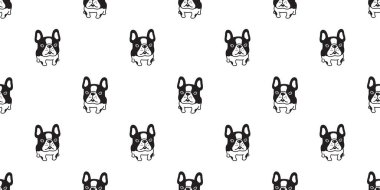 Köpek desensiz Fransız bulldog vektör köpeği köpek yavrusu çizgi film hediyesi kağıt kaplama arka plan tekrar duvar kağıdı karalama eşarbı izole illüstrasyon tasarımı