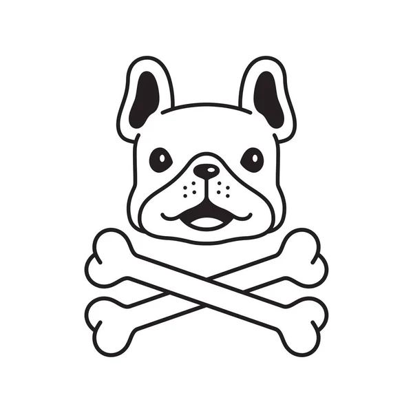 Dog Vector French Bulldog Crossbones Icon Pirate Flag Logo Puppy — Stock Vector