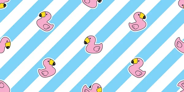 Flamingo Zökkenőmentes Minta Gumi Kacsa Rajzfilm Csomagolás Papír Zuhany Fürdőszoba — Stock Vector