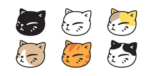 고양이 Cat Vector Calico Kitten 아이콘 동물의 얼굴에는 캐릭터 — 스톡 벡터