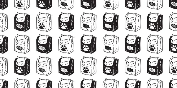 Γάτα Απρόσκοπτη Μοτίβο Γατάκι Τσάντα Αγορών Πλαστικό Διάνυσμα Calico Πόδι — Διανυσματικό Αρχείο