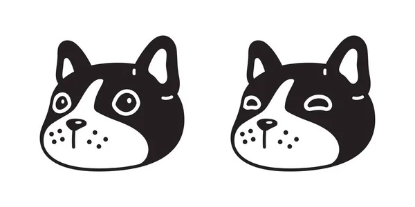 Dog Vector French Bulldog Icon Puppy Pet Face Head Character — Stock Vector