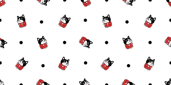 Hund Nahtlose Muster Französisch Bulldogge Pyjama Vektor Haustier Fußabdruck Pfote — Stockvektor