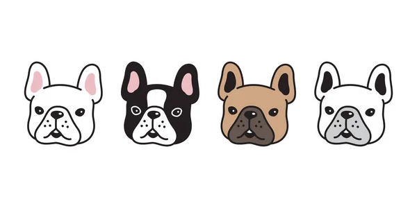 Hund Vektor Französisch Bulldogge Symbol Lächeln Welpen Haustier Gesicht Kopf — Stockvektor