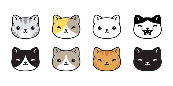 Кошка Вектор Calico Логотип Иконы Котенка Животное Лицо Головы Породы — стоковый вектор