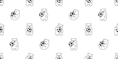 kutupsuz kutupsuz spor spor futbol topu Teddy Doodle çizgi film vektör hediye kâğıt kaplama arka plan tekrar duvar kağıdı eşarp izole illüstrasyon tasarımı