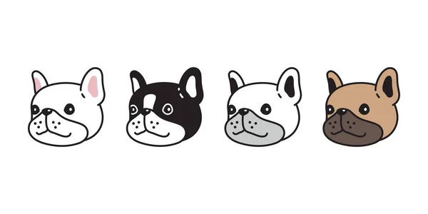 Chien Vecteur Français Bulldog Icône Chiot Sourire Animal Visage Tête — Image vectorielle