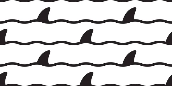 Žralok Ploutve Bezešvé Vzor Vlna Oceán Vektor Delfín Ryby Velryba — Stockový vektor