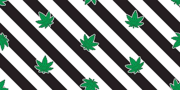 Patrón Sin Costura Marihuana Rayas Vector Cannabis Hoja Bufanda Aislada — Vector de stock