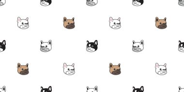 Köpek desenli buldog köpek yavrusu köpek yavrusu ekmek vektörü baş karikatür karikatür hediye kâğıt kaplama arka plan tekrar duvar kağıdı eşarbı izole illüstrasyon tasarımı