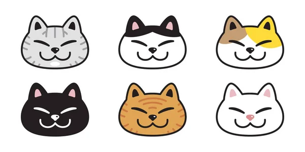 Γάτα Διάνυσμα Γατάκι Εικονίδιο Neko Calico Πρόσωπο Κατοικίδιο Ζώο Χαμογελαστός — Διανυσματικό Αρχείο
