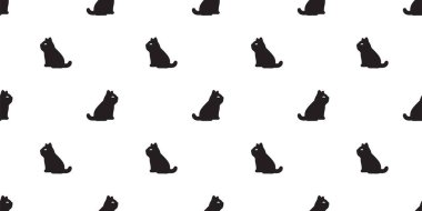 Kedi desensiz siyah kedi yavrusu Calico neko vektör çizgi film karakteri evcil balık hediyesi kağıt kaplama arka plan tekrar duvar kâğıdı karalama eşarbı izole