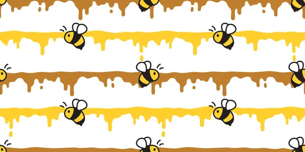 Med Včela Bezešvé Vzor Splash Voštinové Vektor Hmyz Šála Izolované — Stockový vektor