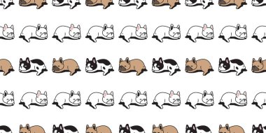 Köpek desensiz Fransız bulldog uyuyan karikatür vektörü köpek yavrusu köpek yavrusu ekmek izi ayak izi karalama hediye kağıt kaplama arka plan tekrar duvar kâğıdı eşarp izole çizim tasarımı