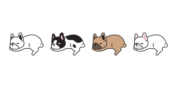 Perro Vector Francés Bulldog Durmiendo Icono Cachorro Mascota Dibujos Animados — Archivo Imágenes Vectoriales