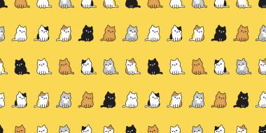 kedi desensiz kedi yavrusu neko vektör karikatür karakteri evcil hayvan fayans arkaplan hediye kâğıdı tekrar duvar kağıdı karalama çizim eşarbı izole