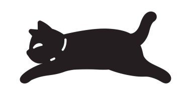 kedi vektörü siyah kedi yavrusu ikonu atlıyor Calico neko evcil hayvan karikatür karakter sembolü dövme eşarbı çizimi izole tasarım