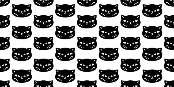 Kočka Tvář Bezešvé Vzor Neko Kotě Hlava Vektor Karikatura Znak — Stockový vektor