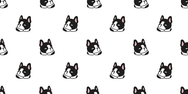 Perro Patrón Sin Costuras Bulldog Francés Dormir Dibujos Animados Cachorro — Vector de stock