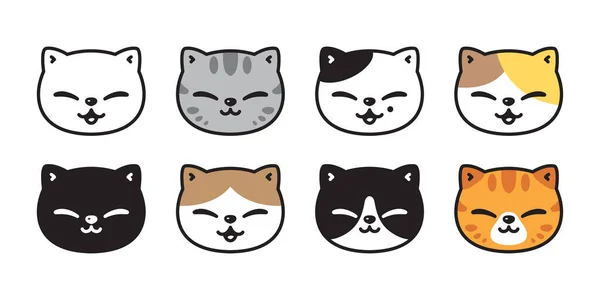 猫の顔のベクトル 子猫の頭部のアイコン カリコの笑顔のペット笑うキャラクターの漫画のシンボル タトゥースカーフのイラスト 単離された設計 — ストックベクタ