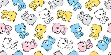 Ayı kutupsuz desen ayıcık renkli karikatür karalama vektör hediye kâğıt kaplama arka plan tekrar duvar kağıdı eşarp izole illüstrasyon tasarımı