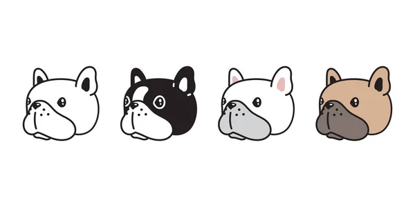 Dog Vector French Bulldog Icon Face Head Puppy Doodle Cartoon — Stock Vector