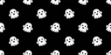 Ürkütücü desensiz Hayalet Cadılar Bayramı vektörü balkabağı kafası çizgi film hediyesi kağıt kaplama arka plan tekrar duvar kâğıdı eşarbı izole edilmiş şeytan karalama tasarımı