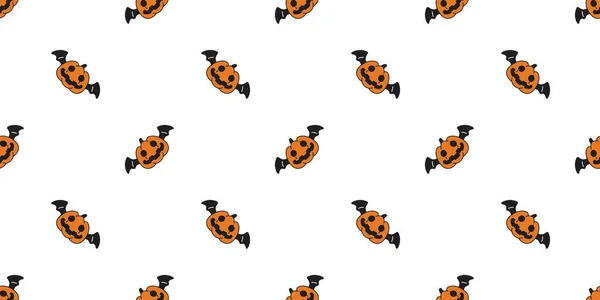 Calabaza Halloween Patrón Sin Costura Jack Linterna Fantasma Espeluznante Murciélago — Vector de stock