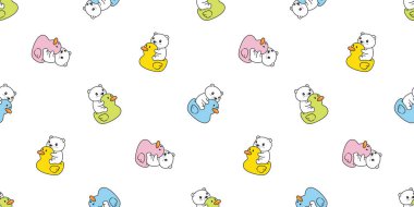 Ayı kutupsuz ördek desenli kauçuk yüzme yüzüğü şişirilebilir flamingo karikatür karikatür vektör hediye paketi kağıt tekrar duvar kâğıdı kaplama eşarbı izole illüstrasyon tasarımı