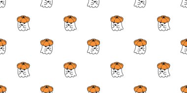 Hayaletli, pürüzsüz desenli Cadılar Bayramı balkabağı şapkalı çizgi film hediye kâğıt kaplama arka plan Duvar kağıdı eşarbı izole edilmiş şeytan çizim tasarımı