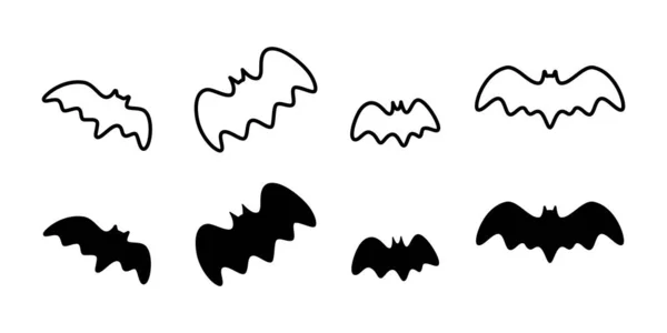 Bat Vektor Ikon Halloween Doodle Karaktär Tecknad Flygande Logotyp Symbol — Stock vektor