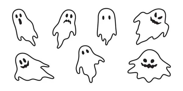 Fantôme Fantôme Icône Vectorielle Halloween Gribouille Personnage Dessin Animé Logo — Image vectorielle
